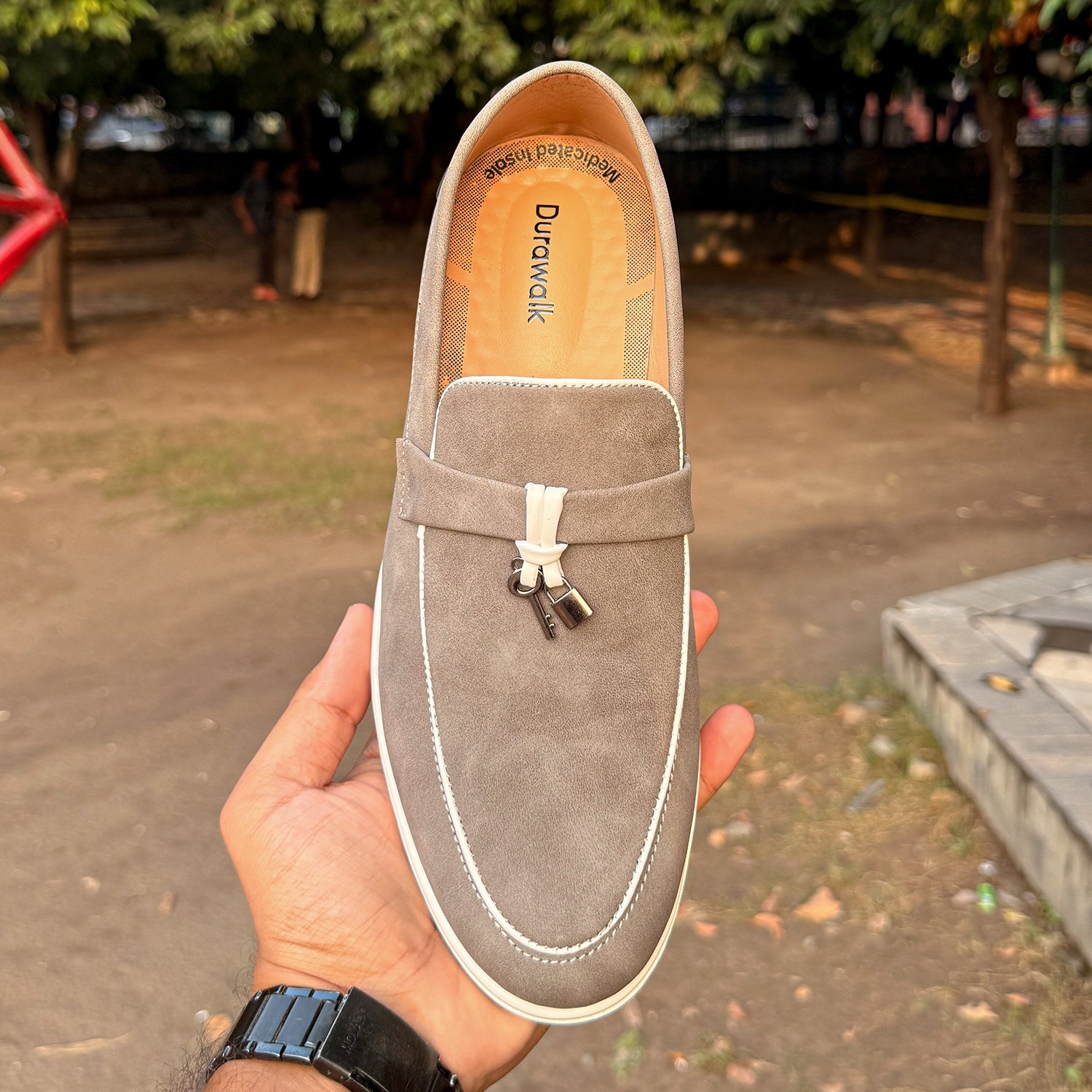 Grey Suede Loafers