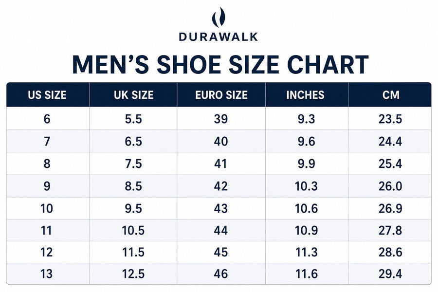 Durawalk Peshawari Chappal - Brown Size Guide